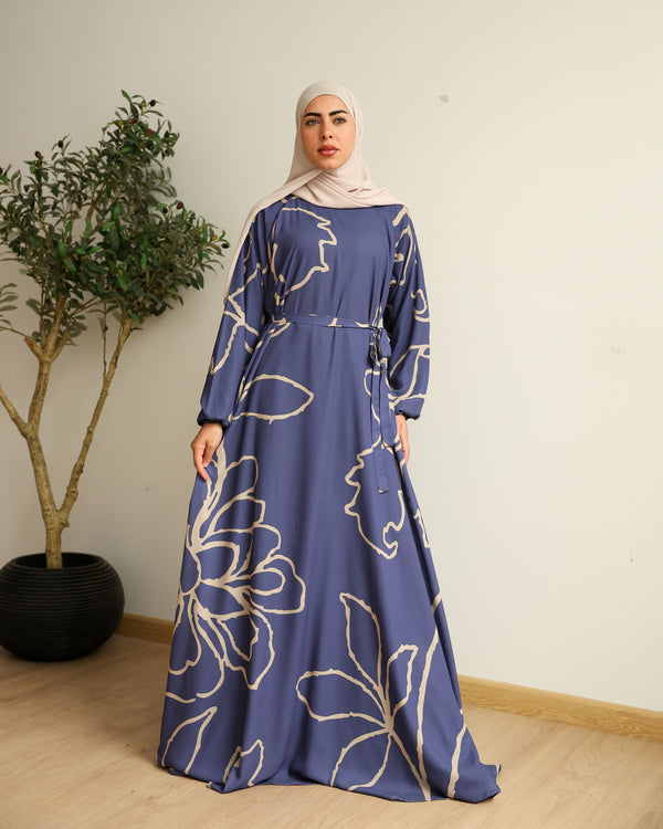 Printed Maxi Dress Blue Navy C282