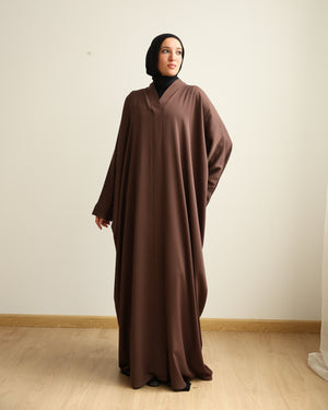 The Lace- Back Free Size Abaya Brown C2730