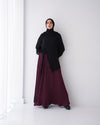 Side Wrap Pleated Abaya Burgundy C113