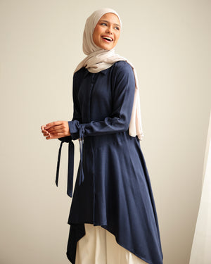 High Low Buttoned Chemise Navy C191