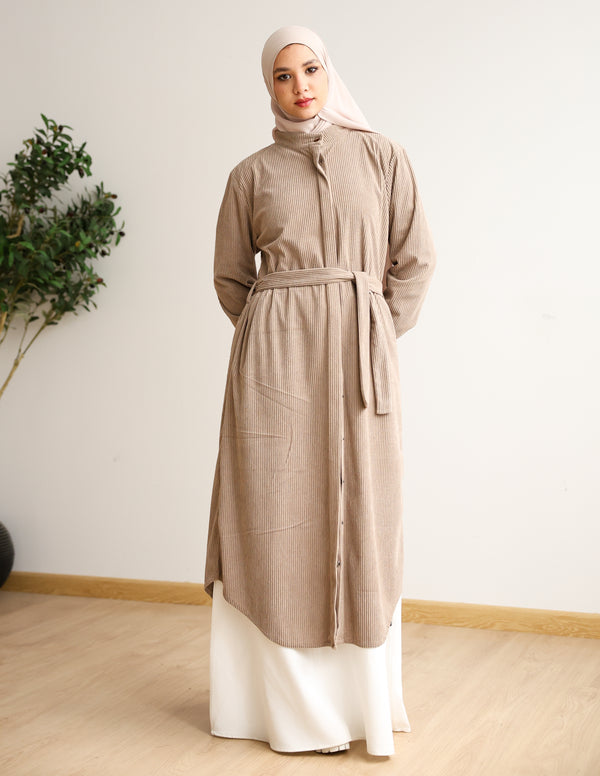 Velvet Corduroy Longline Shirt Beige C510