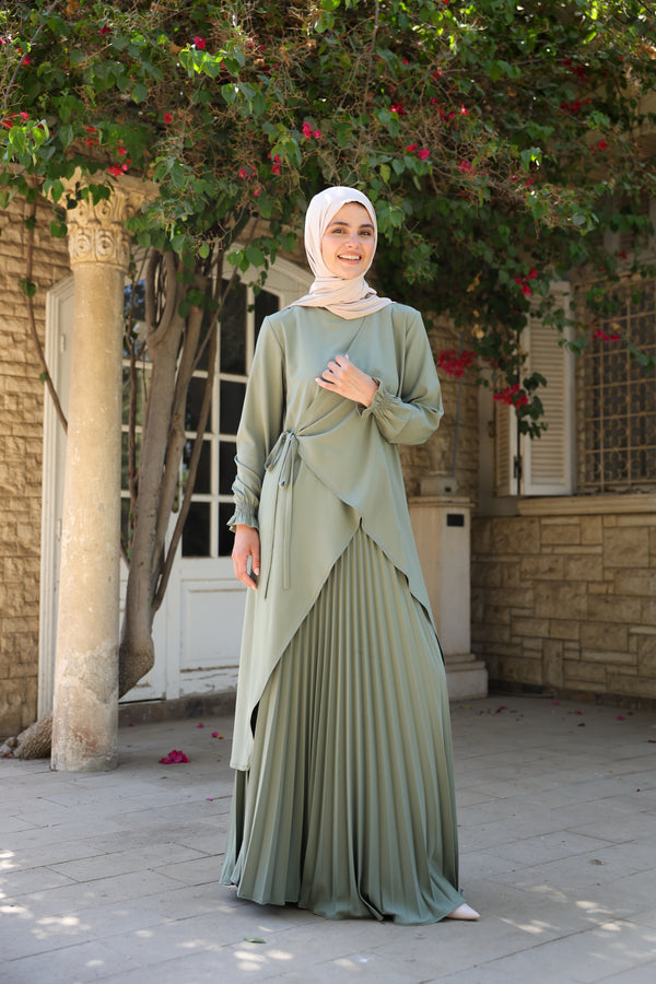 Maxi Pleated Skirt Light Green C503