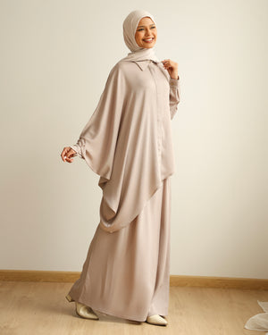 Asymmetric High Low Chemise Blouse Beige C1870