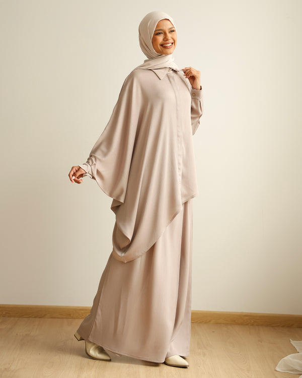 Asymmetric High Low Chemise Blouse Beige C1870