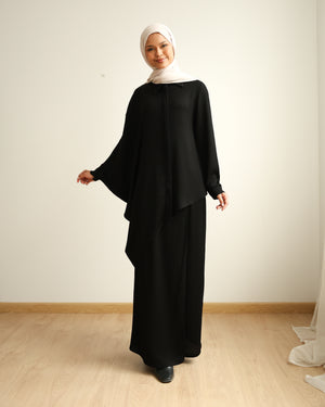 Asymmetric High Low Chemise Blouse Black C1870