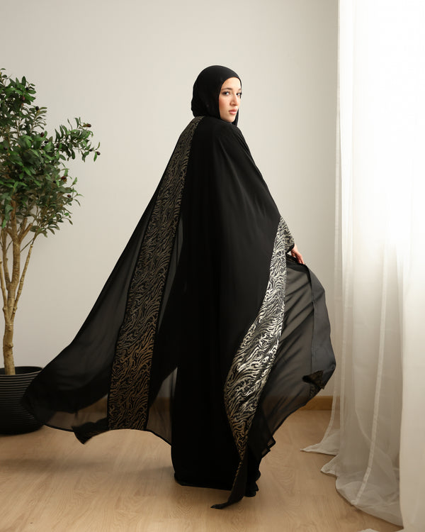 The Metallic Stroke Chiffon Cape Black C274