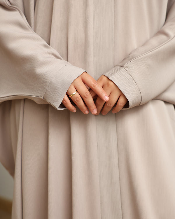 The Lace- Back Free Size Abaya Beige C2730