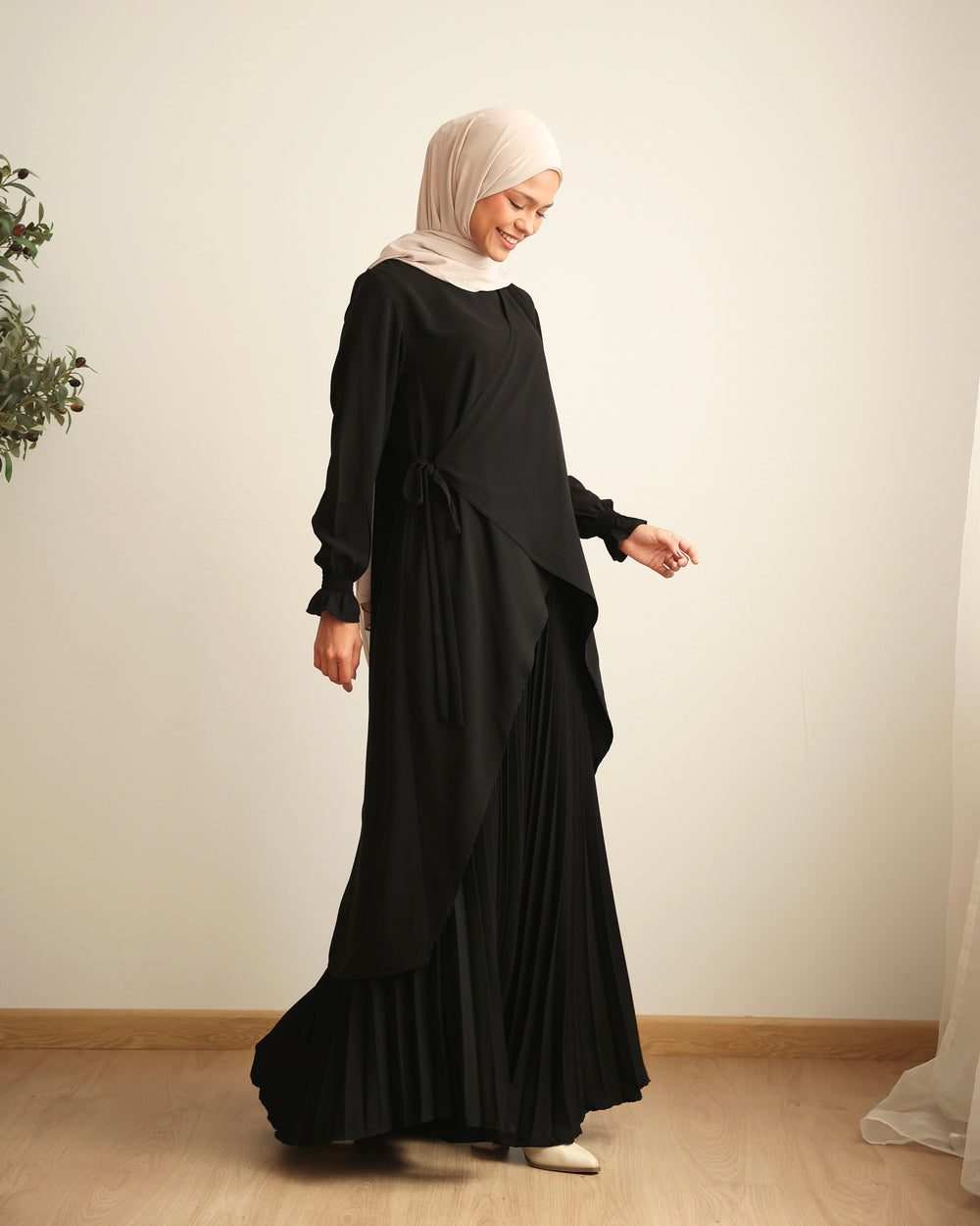 High Low Wrap Shirt Black C286