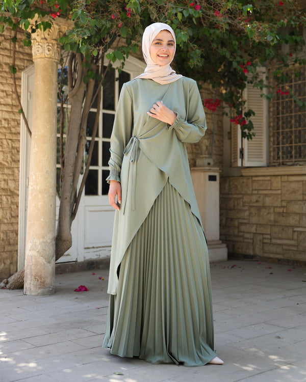 High Low Wrap Shirt Light Green C286