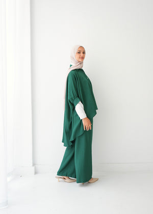Over Sized Poncho and Pants Set Teal C11063