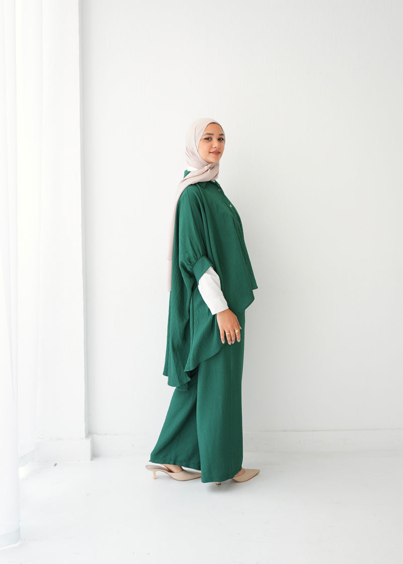 Over Sized Poncho and Pants Set Teal C11063