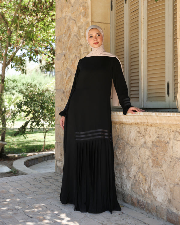Wrap Silk Pleated Abaya C285