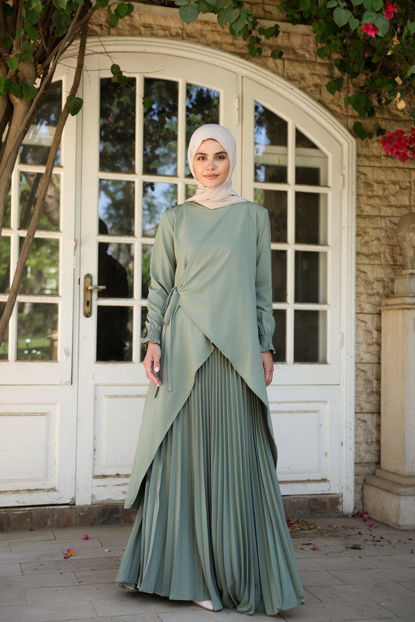 Maxi Pleated Skirt Light Green C503