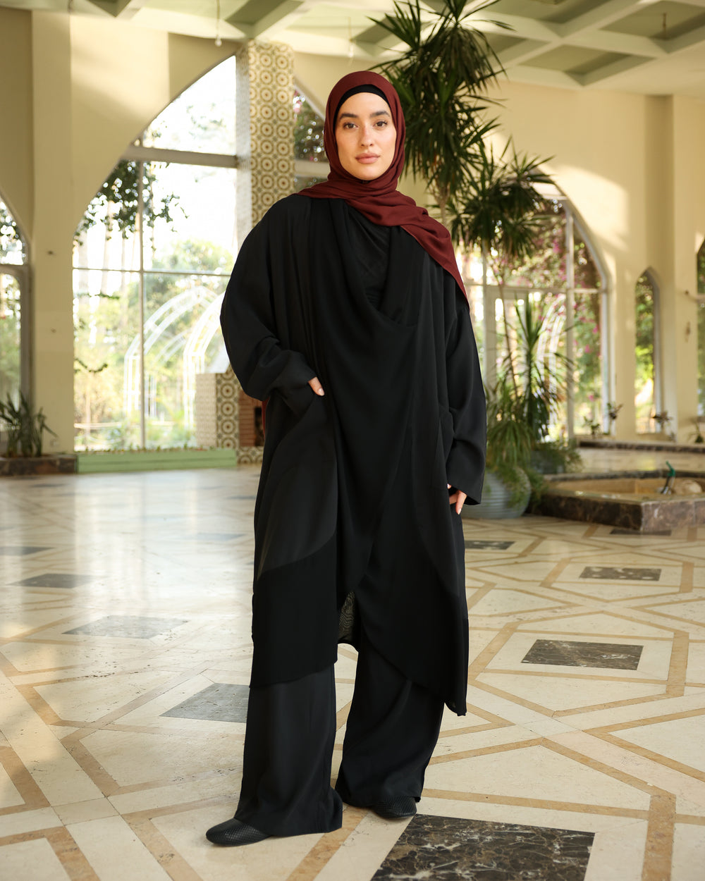Flowy Layered Blouse & Pants Set in Black C523