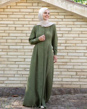 Linen Maxi Dress Olive C690