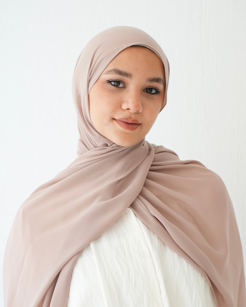 Soft Cotton Chiffon Scarf Latte