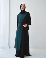 Peplum Side Chiffon Drape Abaya Teal C200