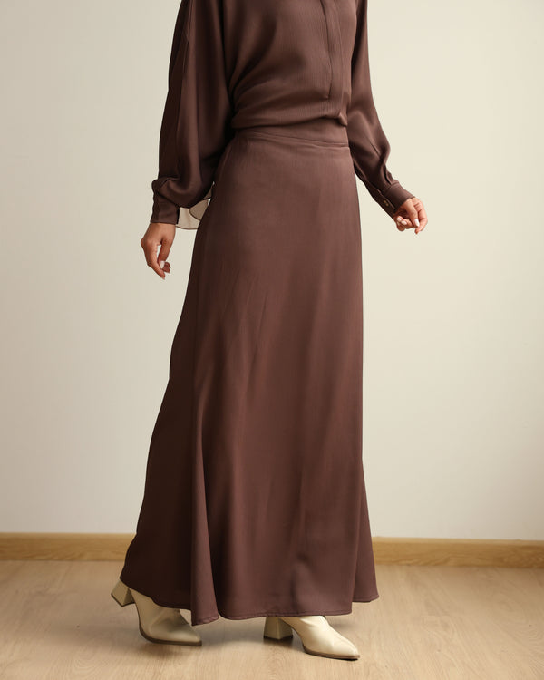 A-Line Maxi Skirt Brown C2310
