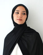 Soft Cotton Chiffon Scarf Black