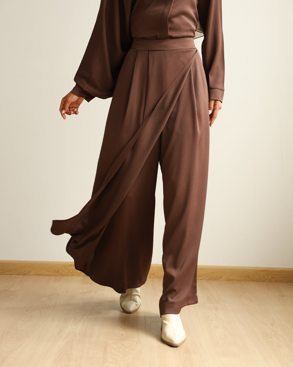 Wrap Skirt Pants Brown C284