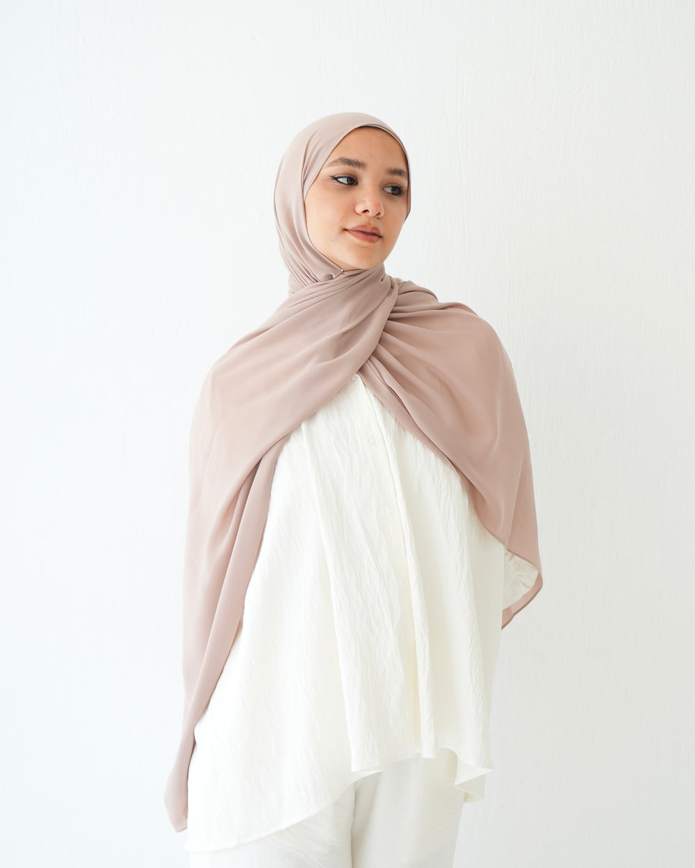 Soft Cotton Chiffon Scarf Latte