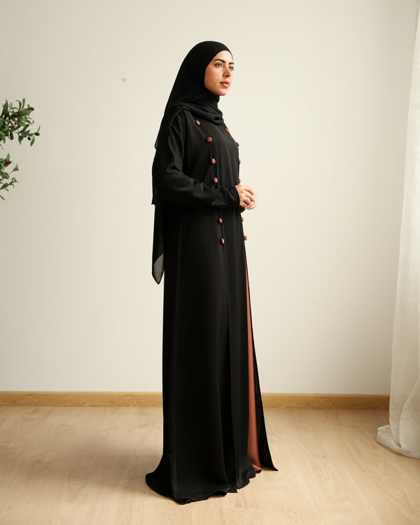 The Parallel Rust Button Abaya C278