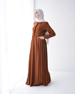 Linen Dress With Pockets Rust C94