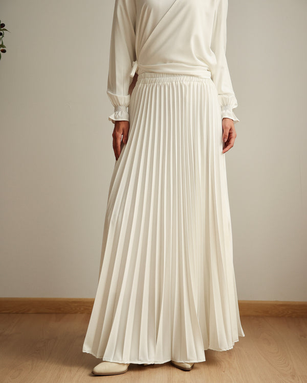 Maxi Pleated Skirt Offwhite C503
