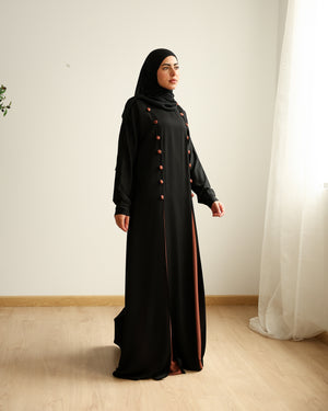 The Parallel Rust Button Abaya C278