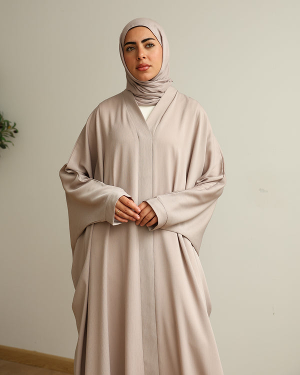 The Lace- Back Free Size Abaya Beige C2730