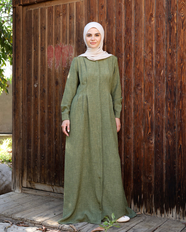 Linen Maxi Dress Olive C690