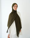 Soft Cotton Chiffon Scarf Olive