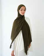 Soft Cotton Chiffon Scarf Olive