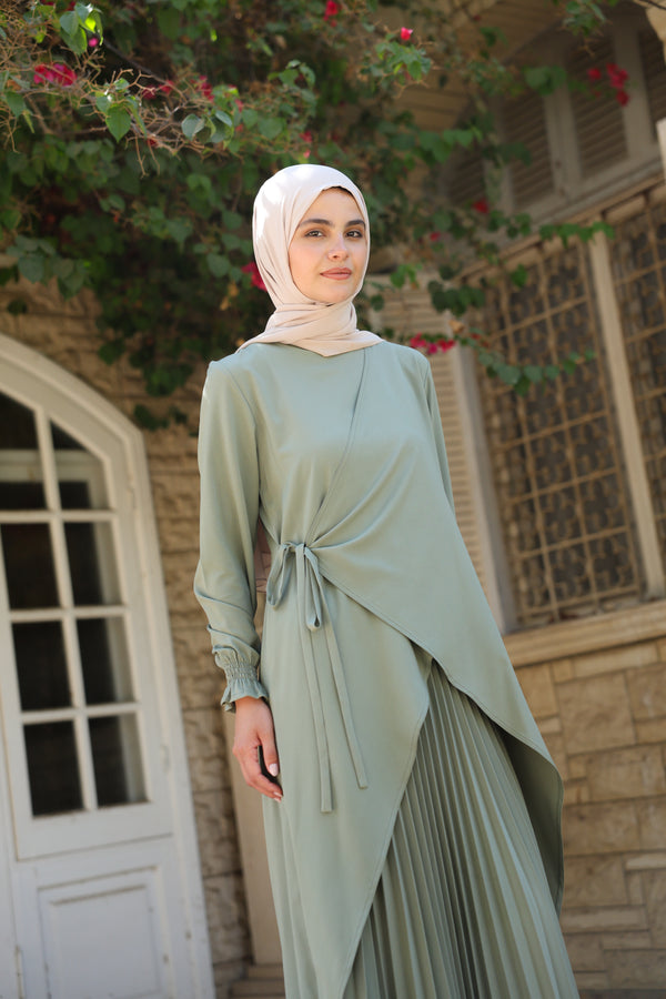High Low Wrap Shirt Light Green C286