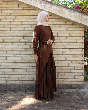 High Low Wrap Shirt Brown C286
