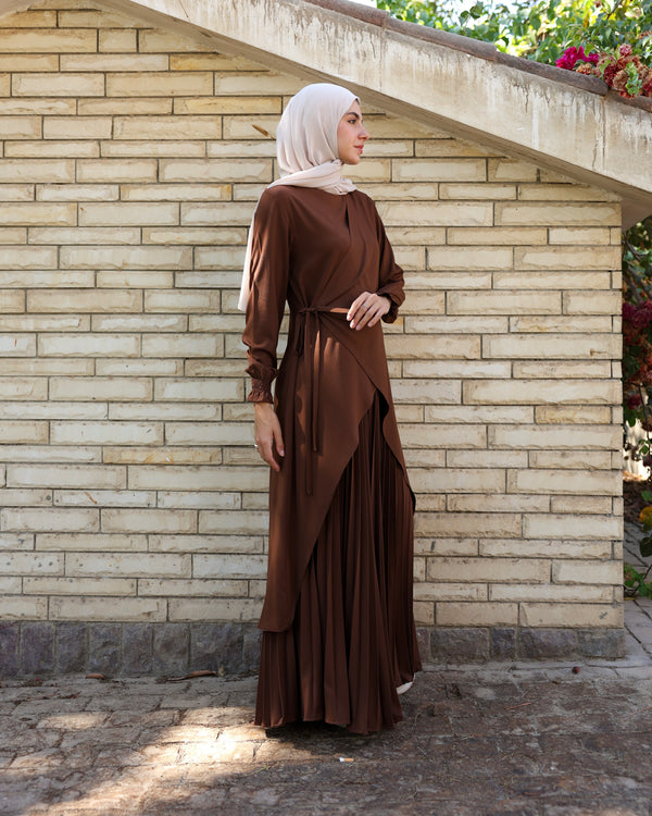 High Low Wrap Shirt Brown C286
