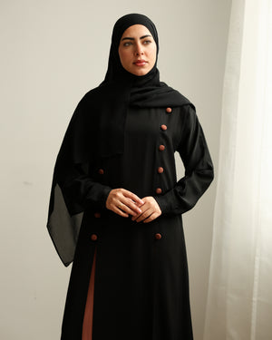 The Parallel Rust Button Abaya C278