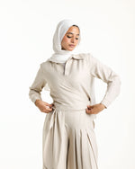 Linen Wrap Blouse Beige C155