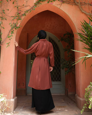 Silk Blend Maxi Chemise Rust C252