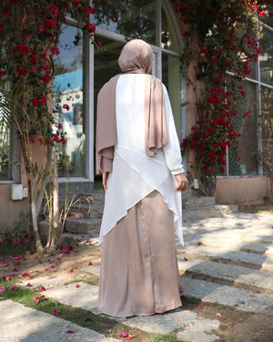 High Low Silk Chiffon Blouse Offwhite C242