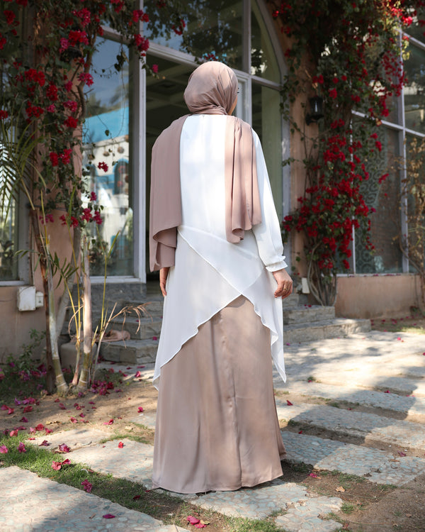 High Low Silk Chiffon Blouse Offwhite C242