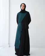 Peplum Side Chiffon Drape Abaya Teal C200