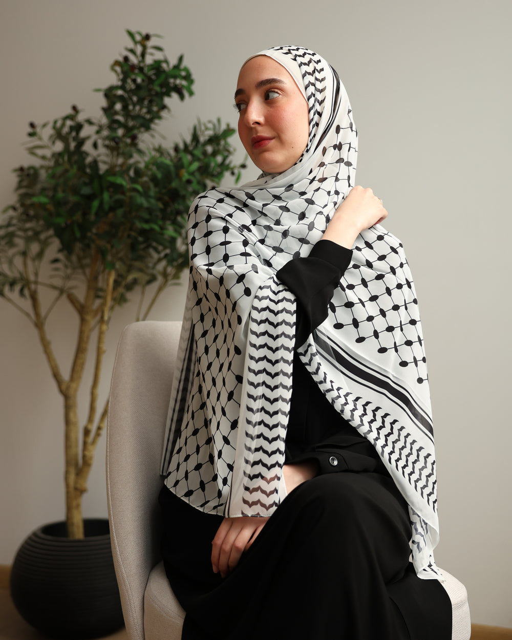 The Palestinian Keffiyeh White Scarf