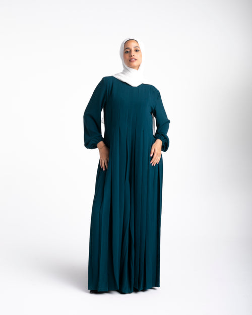 Pleated Jumpsuit Teal C150