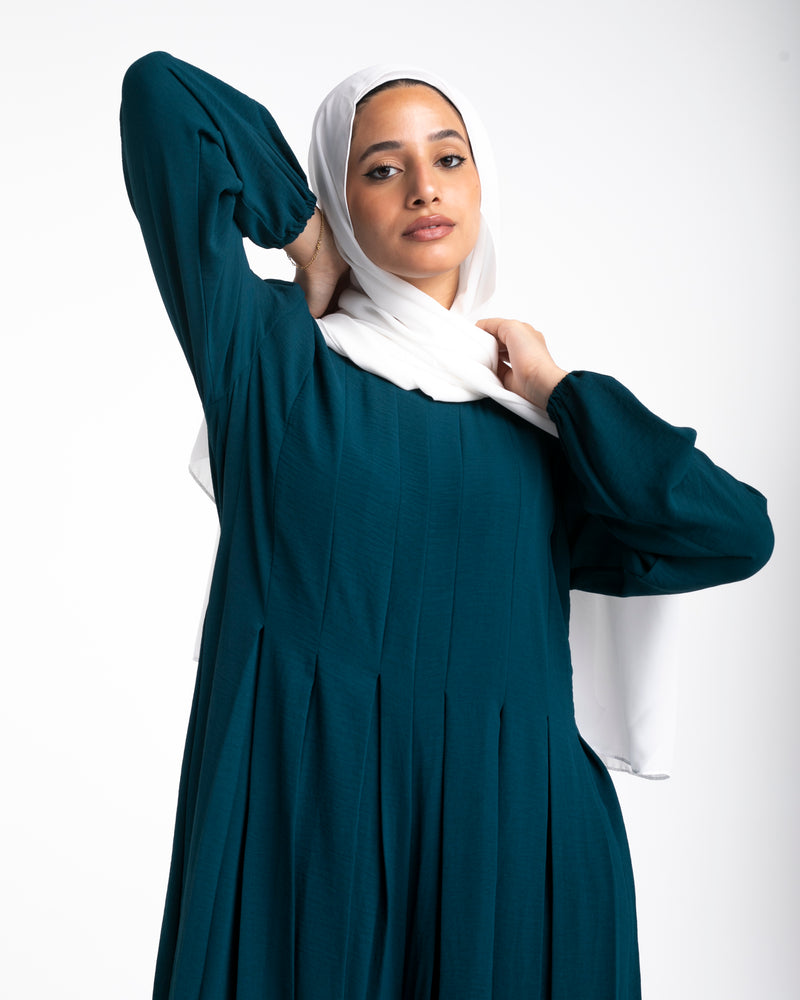 Pleated Jumpsuit Teal C150