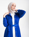 Shirt Dress With Front Buttons Royal Blue C145