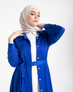 Shirt Dress With Front Buttons Royal Blue C145