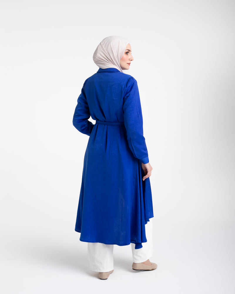 Shirt Dress With Front Buttons Royal Blue C145