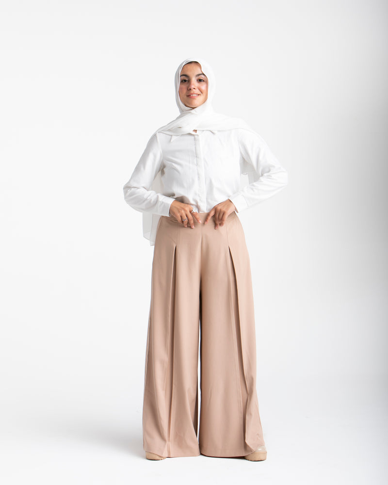 Wide Leg Pants Beige C1702