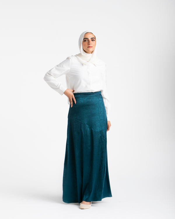 Maxi Silk Skirt Teal C1711